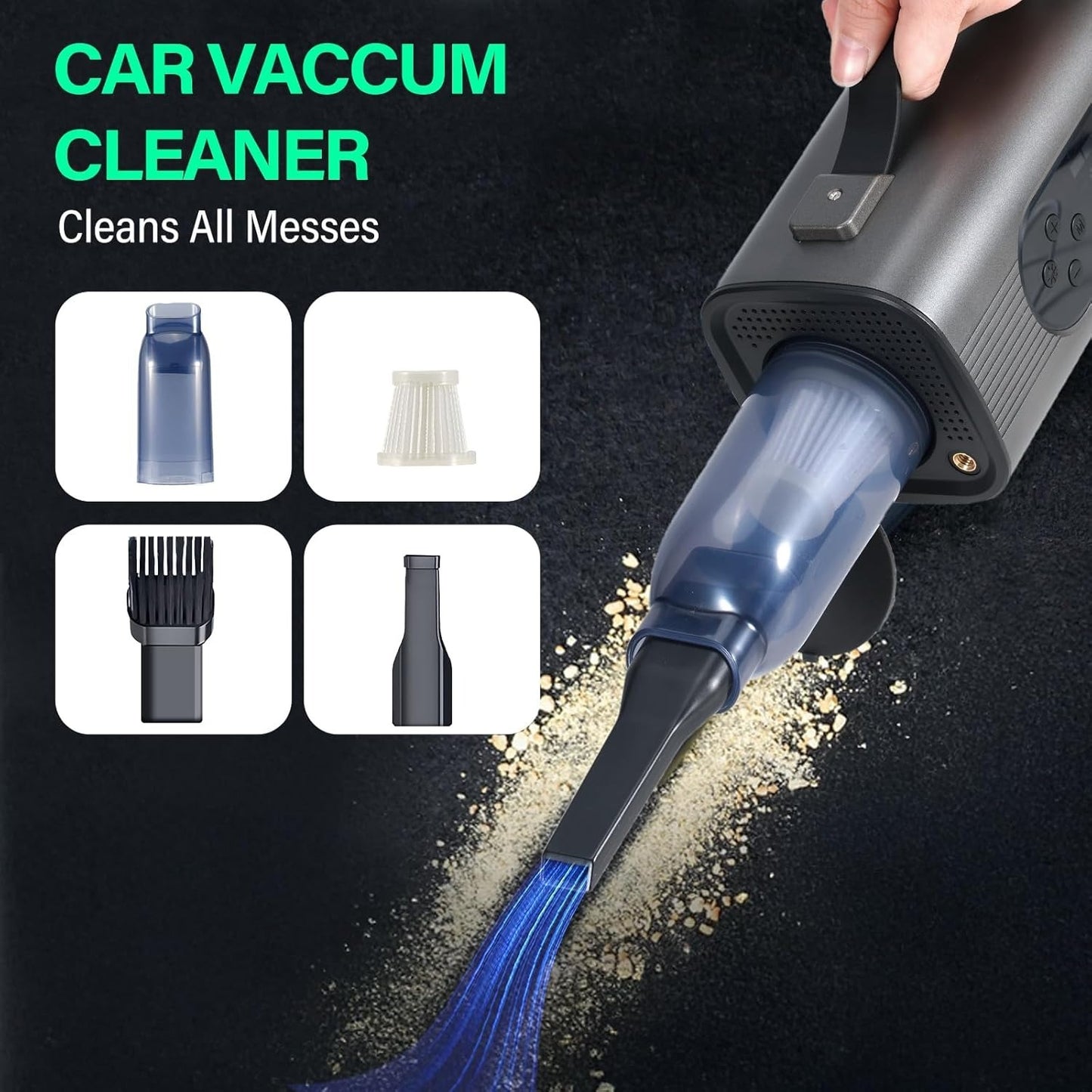 8-in-1 Portable Car Jump Starter Air Compressor Vacuum 12V Battery Power Pack