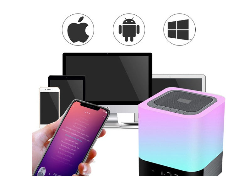 Bluetooth Speaker with LED Night Light, Alarm Clock, USB & AUX – 5W