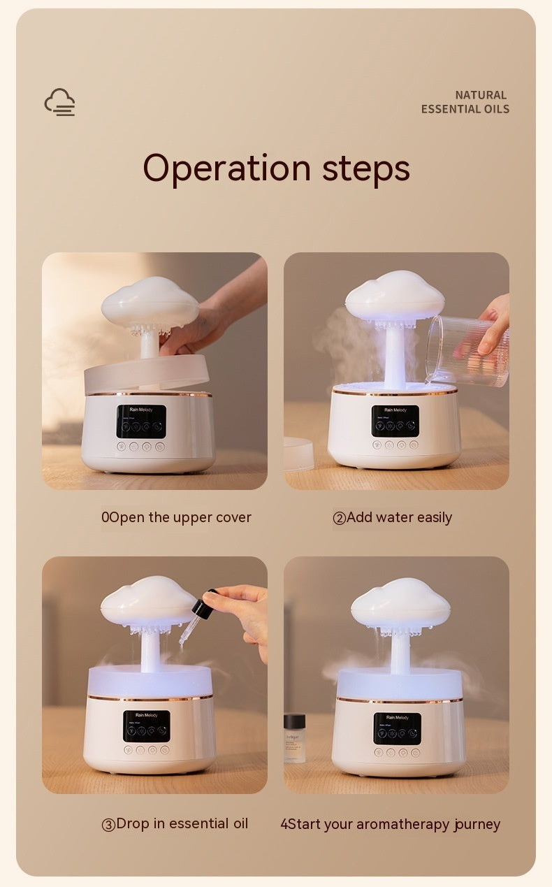 Rain Cloud Aroma Diffuser LED Light 7-Color Humidifier for Home & Bedroom