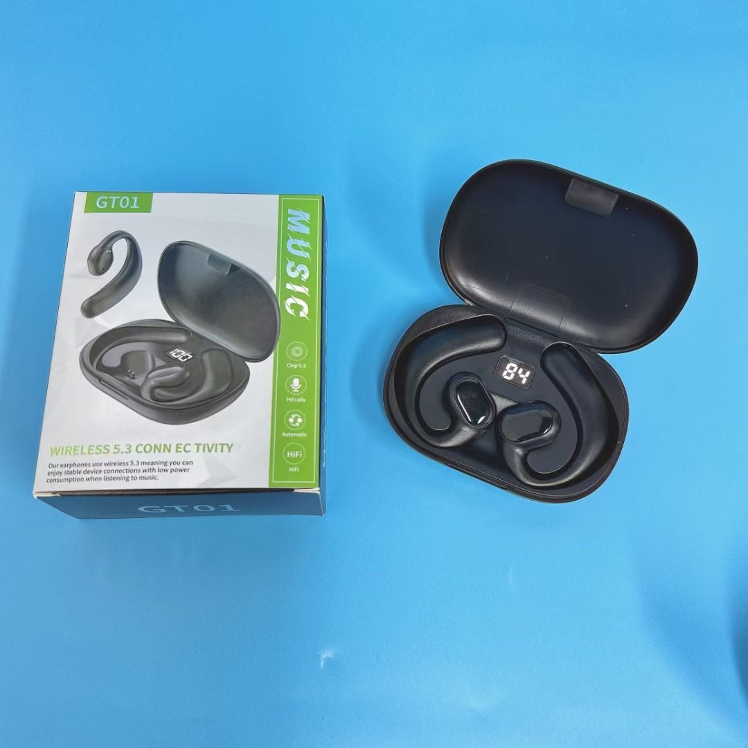 Ear-Mounted Bluetooth Headset – Non In-Ear, Digital Display, Voice Control, Music & Calls