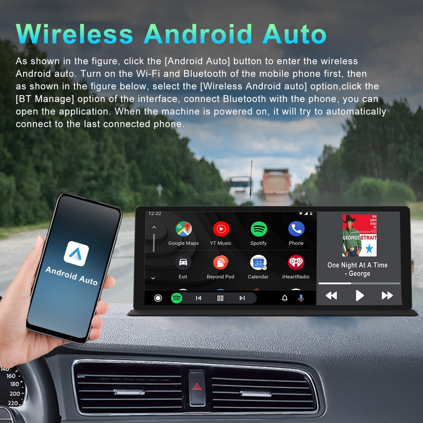 11.3-Inch Center Console Dashcam – GPS, Bluetooth, Reversing, Dual Camera