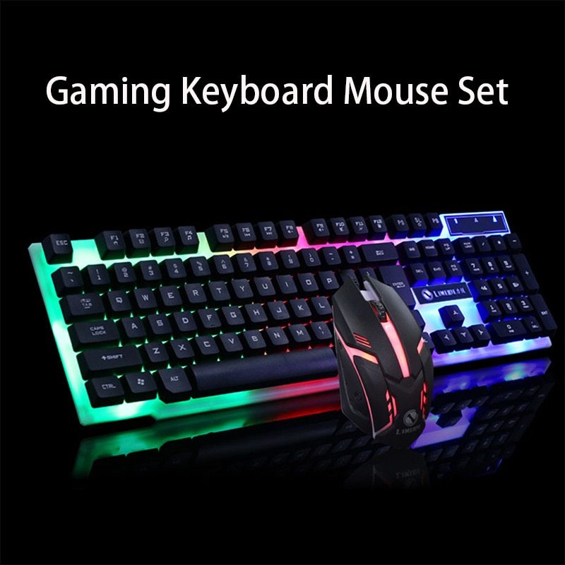 GTX300 Wired Gaming Keyboard & Mouse Set – RGB Backlit, Mechanical Feel, Ergonomic Design for PC, Laptop, LOL, CF