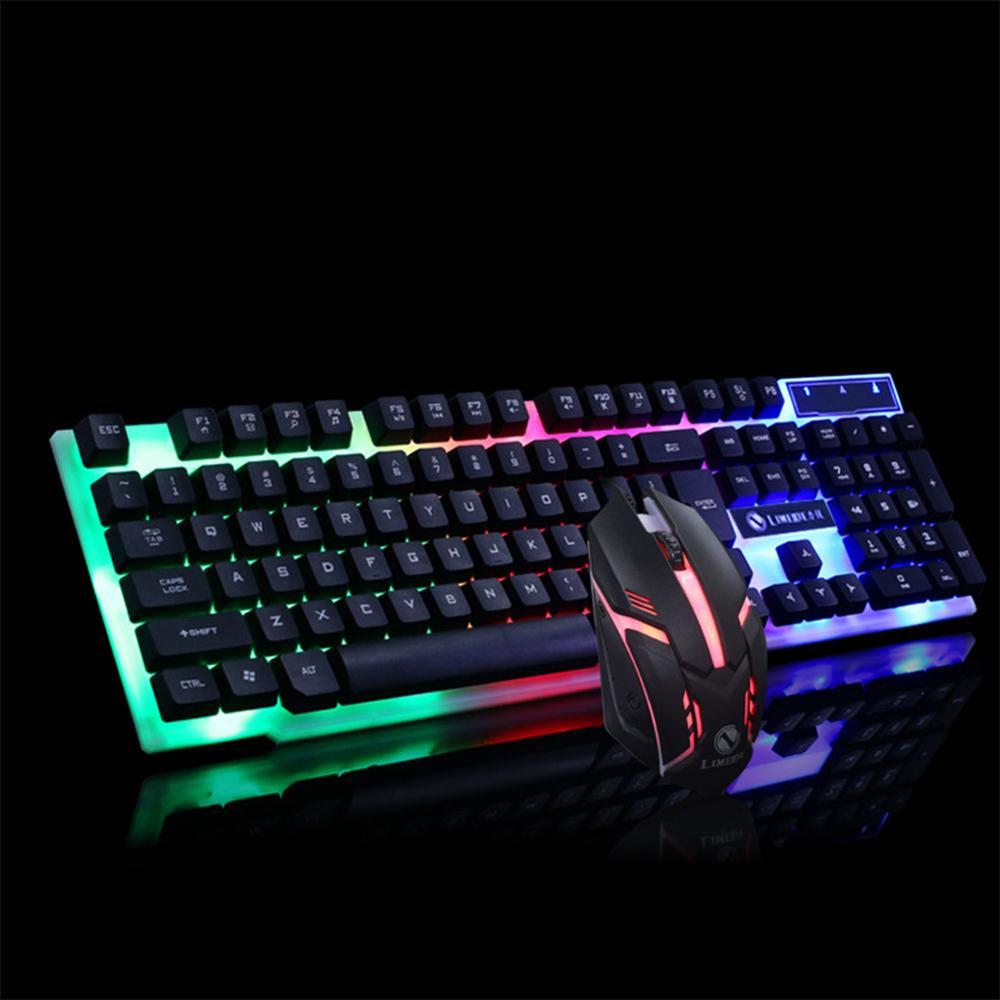 GTX300 Wired Gaming Keyboard & Mouse Set – RGB Backlit, Mechanical Feel, Ergonomic Design for PC, Laptop, LOL, CF