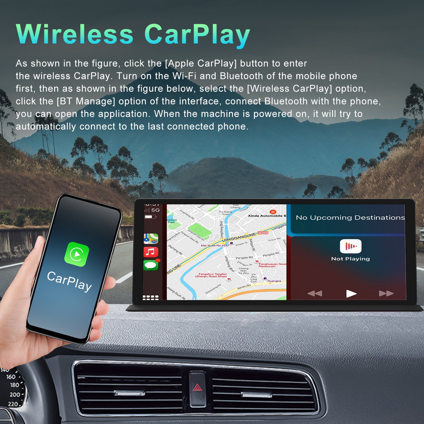 11.3-Inch Center Console Dashcam – GPS, Bluetooth, Reversing, Dual Camera