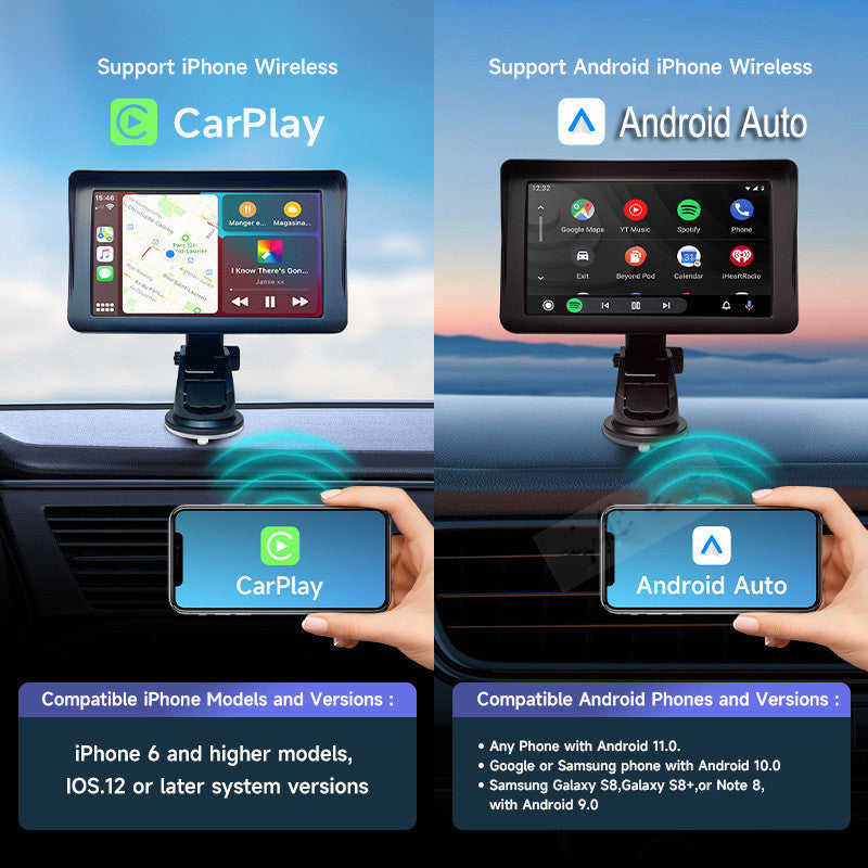 7-Inch IPS Car Smart Screen – Wireless CarPlay & Android Auto, HD Touch Display, Navigation & Multimedia for Cars & Trucks
