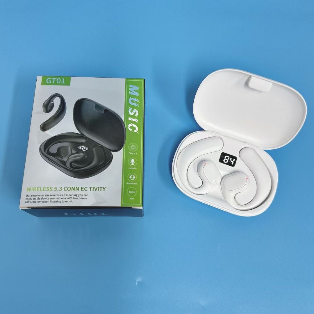 Ear-Mounted Bluetooth Headset – Non In-Ear, Digital Display, Voice Control, Music & Calls