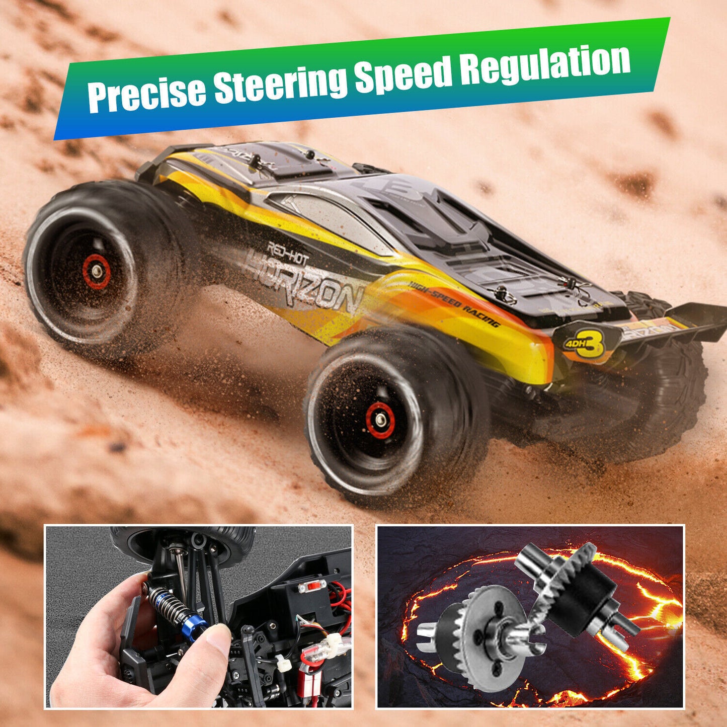 High Speed RC Car 31 MPH 4WD Monster Truck – Off-Road Racing Car w/ 2 Batteries
