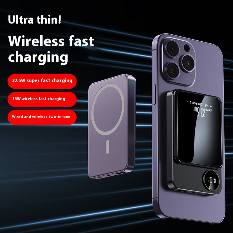 Ultra-Thin Magnetic Wireless Power Bank – Fast Charging Mobile Power Supply, Creative Design
