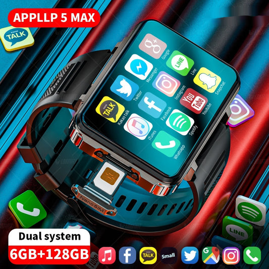 4G Android Smart Watch Dual Camera Large Screen Fitness Tracker for Men & Women