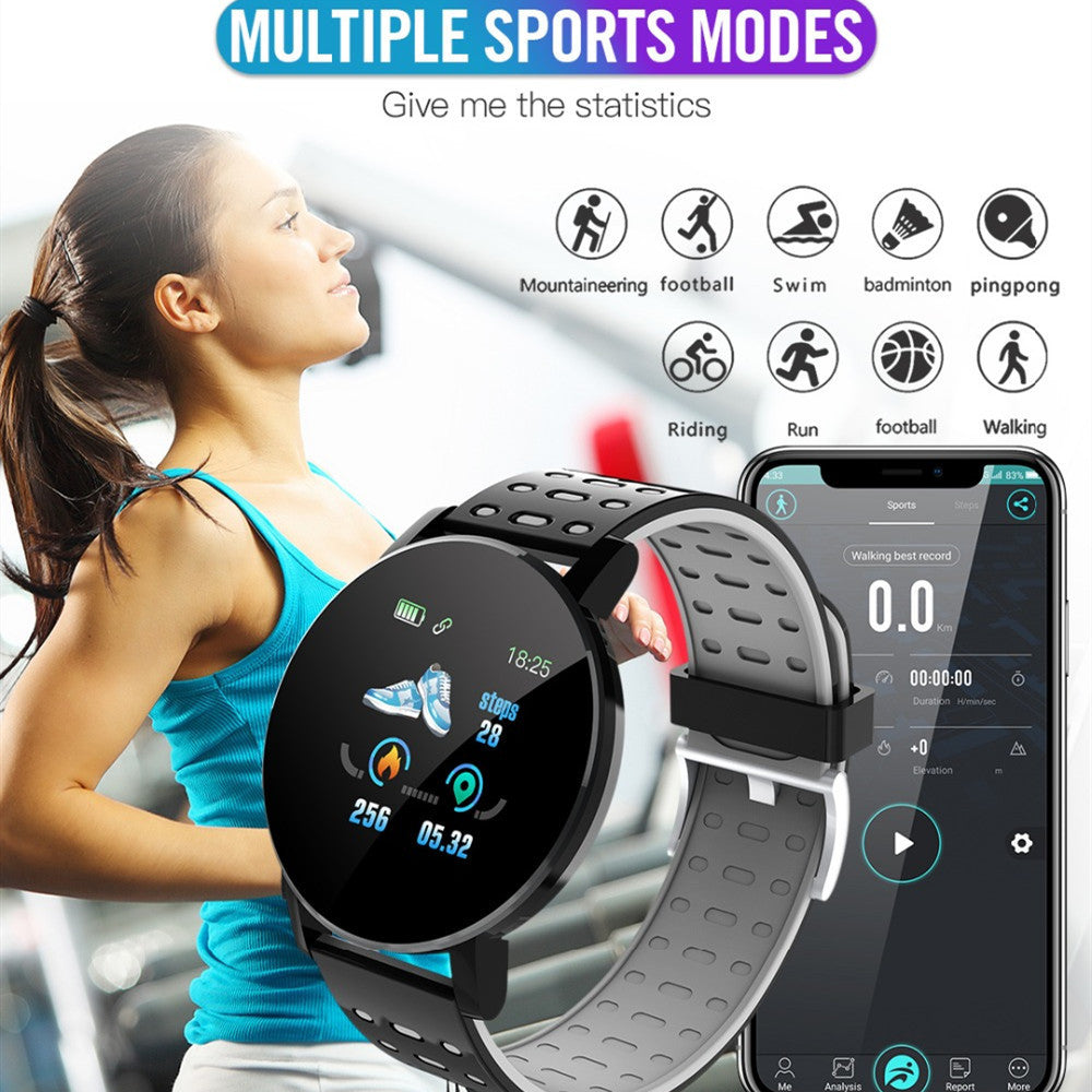 119 Plus Bluetooth Smartwatch – Heart Rate Monitor, LED Display, Fitness Tracker, Long Battery Life