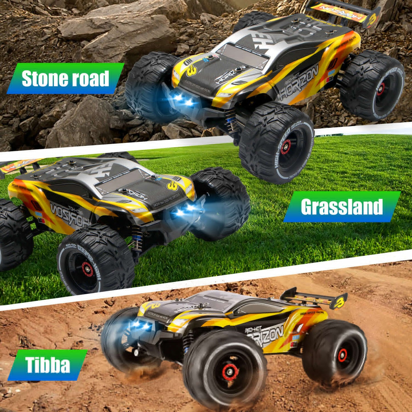 High Speed RC Car 31 MPH 4WD Monster Truck – Off-Road Racing Car w/ 2 Batteries