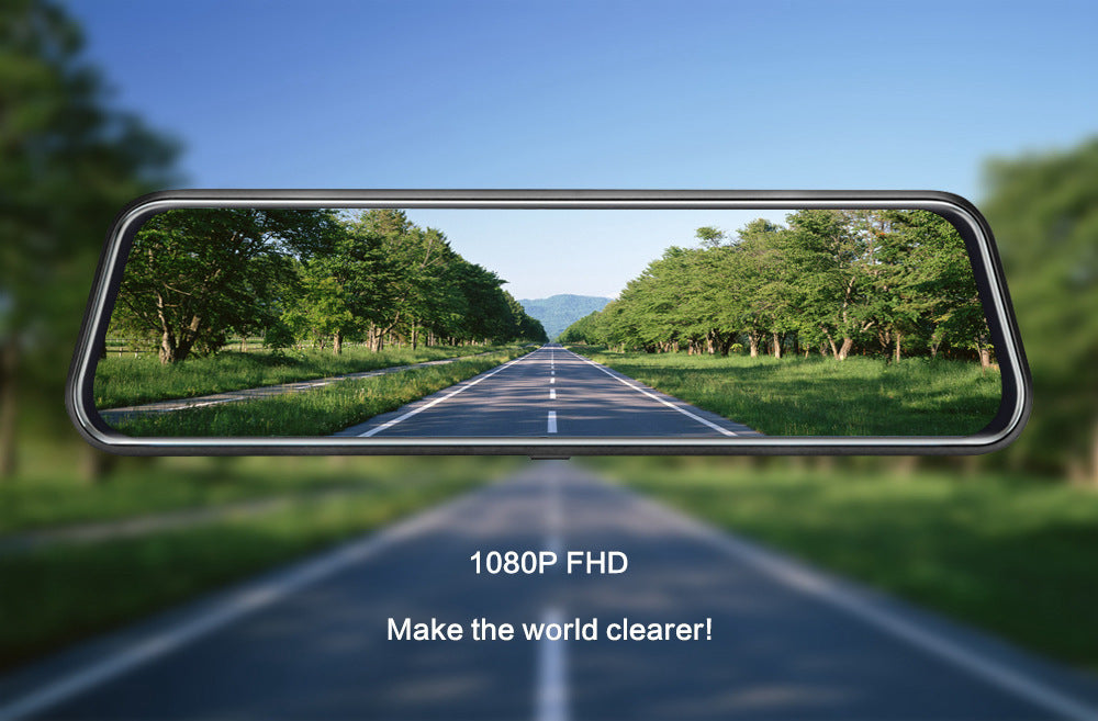 10-Inch Streaming Media Dashcam – 170° HD Loop Recording Rearview Mirror